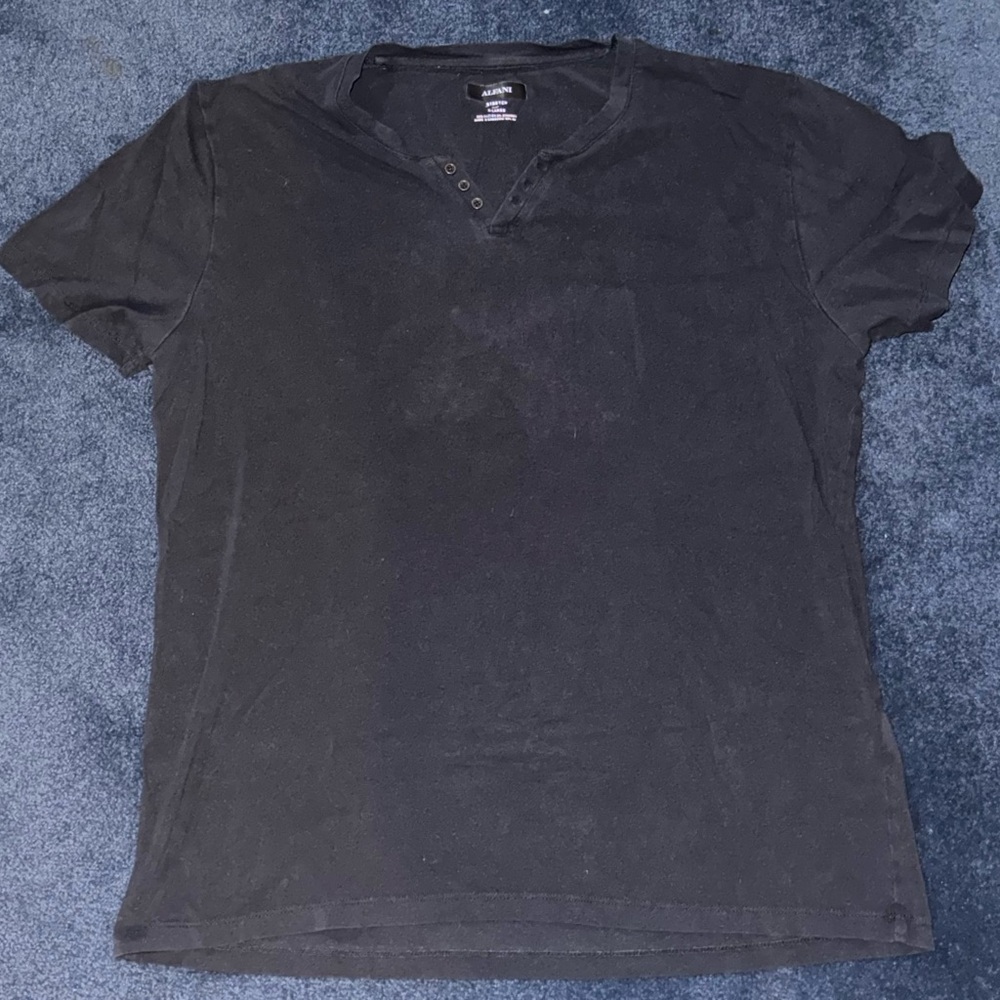 Mens Alfani - Black Henley T-Shirt (Size: XL)